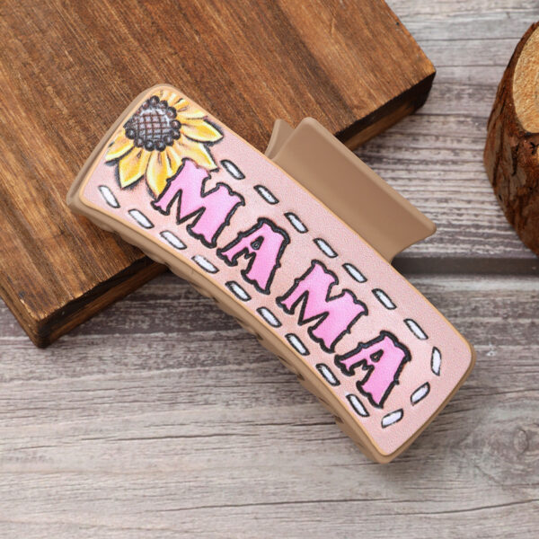 Wholesale Western Style MAMA Cactus HOWDY Sunflower Leather Hair Clip Shark Clip