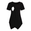 Wholesale Irregular Round Neck Short Sleeved Nursing Polyester Top