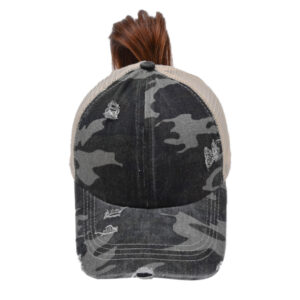 Gray camouflage-Ponytail Hat / Free size