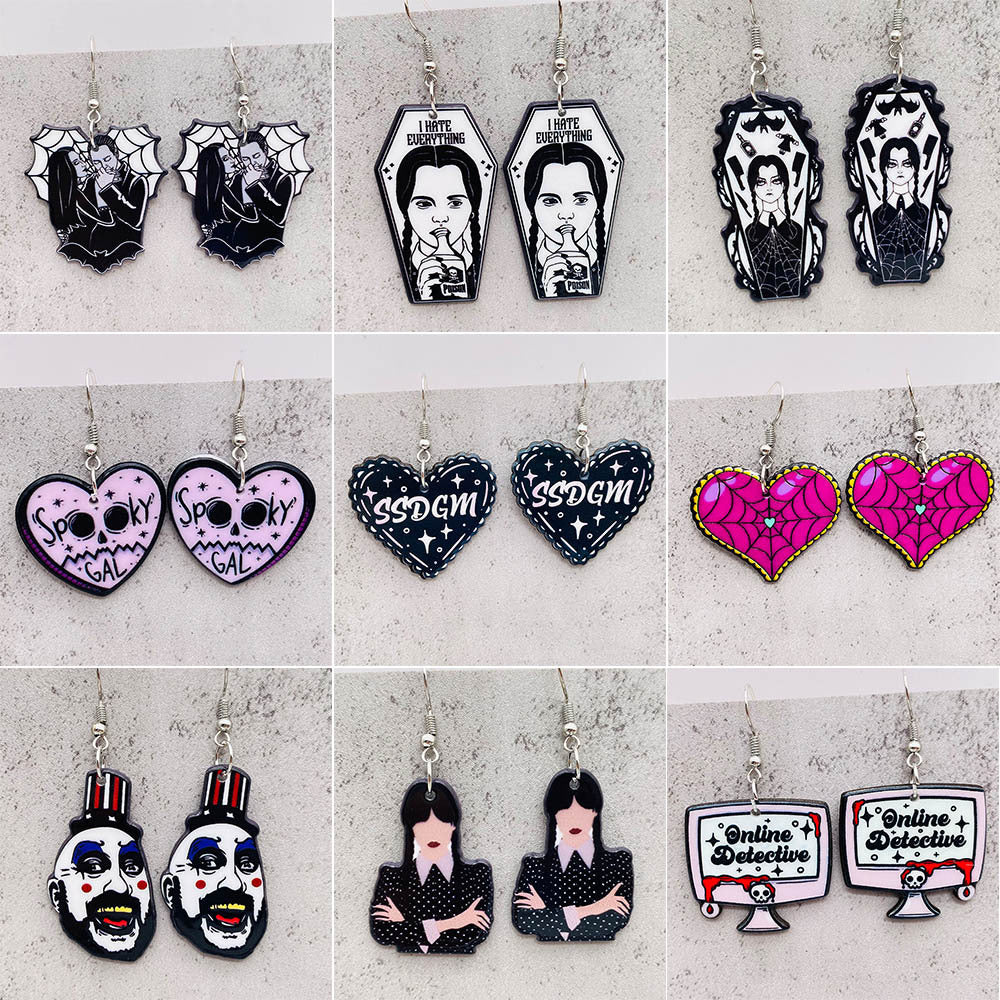 Wholesale Heart Skull Acrylic Earrings