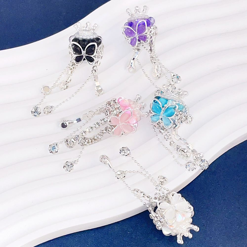 Wholesale Heavy Industry Butterfly Crown Tassel Soft Clay Diamond Ball