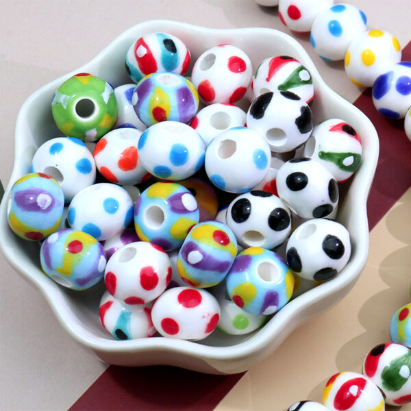 Wholesale Colorful Polka Dot Ceramic Handpainted String Beads