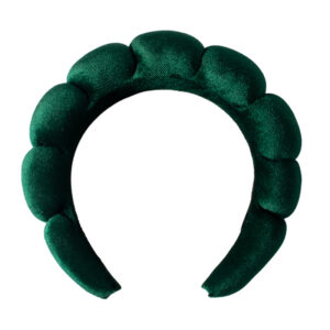 Gold velvet headband-green