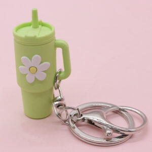 Green flower flower cup key chain