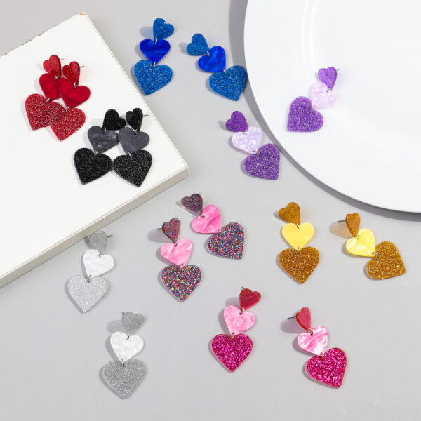 Wholesale Valentine's Day Love Glitter Colored Acrylic Earrings