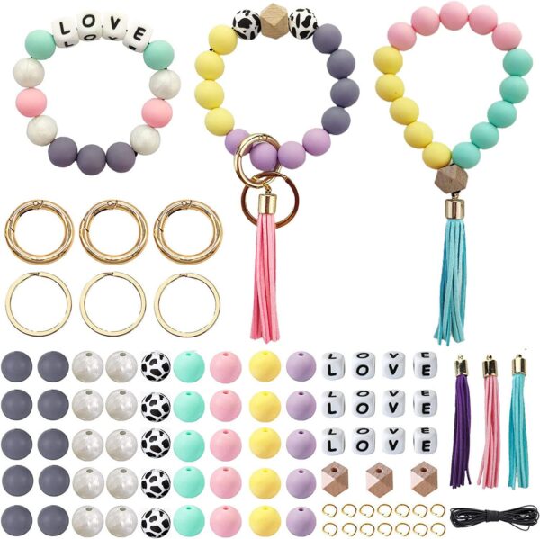 O1CN01VXamiV1ez1iXeVOea_2212011503941-0-cib Wholesale 84 Pieces of Silicone Beads, Silicone Beads, 15mm Candy Colored DIY Wrist Keychain Kit