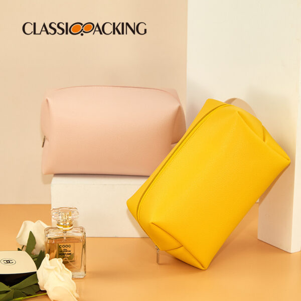 Wholesale Solid Color PU Travel Makeup Bags