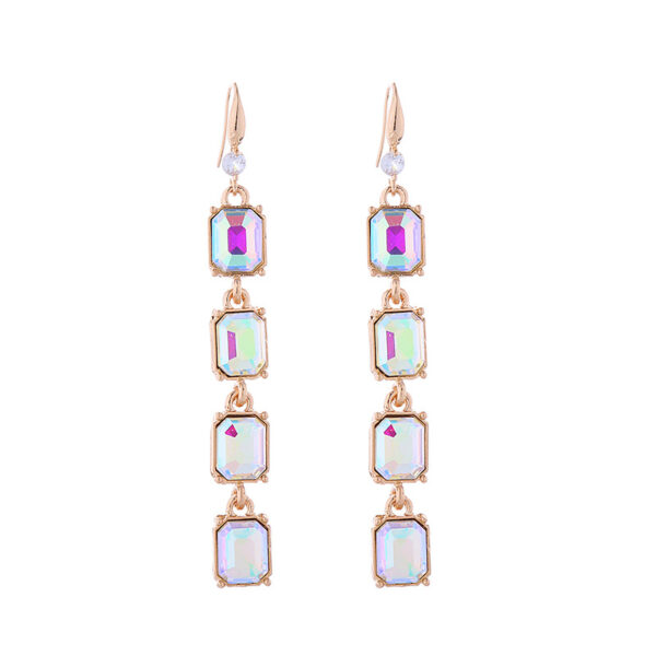 Wholesale Colorful Crystal Alloy Inlaid Glass Diamond Multi-layer Earrings