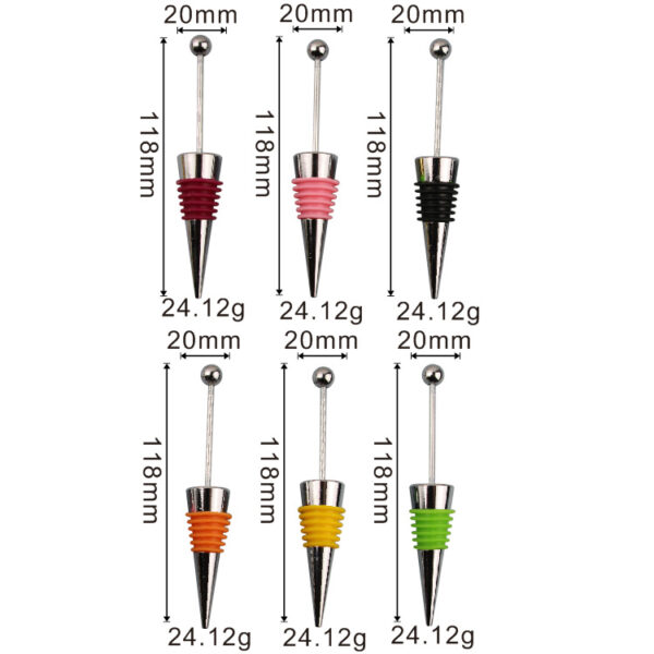 Wholesale Beadable Utensils DIY Zinc Alloy Silver Red Wine Stopper