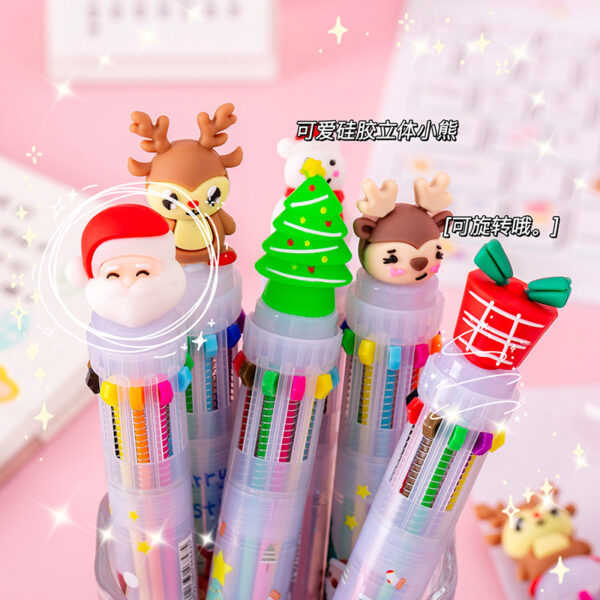Wholesale Plastic Cartoon Christmas 10 Color Ballpoint Pen