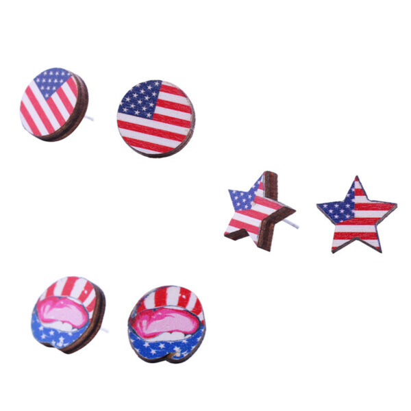 O1CN01VeF5751G1to83tmZJ_2024060563-0-cib Wholesale American Independence Day Wood Ear Studs