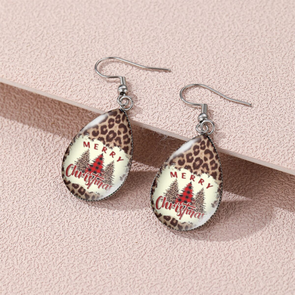 Wholesale Christmas Snowman Christmas Tree Santa Claus Time Gem Glass Water Drop Earrings