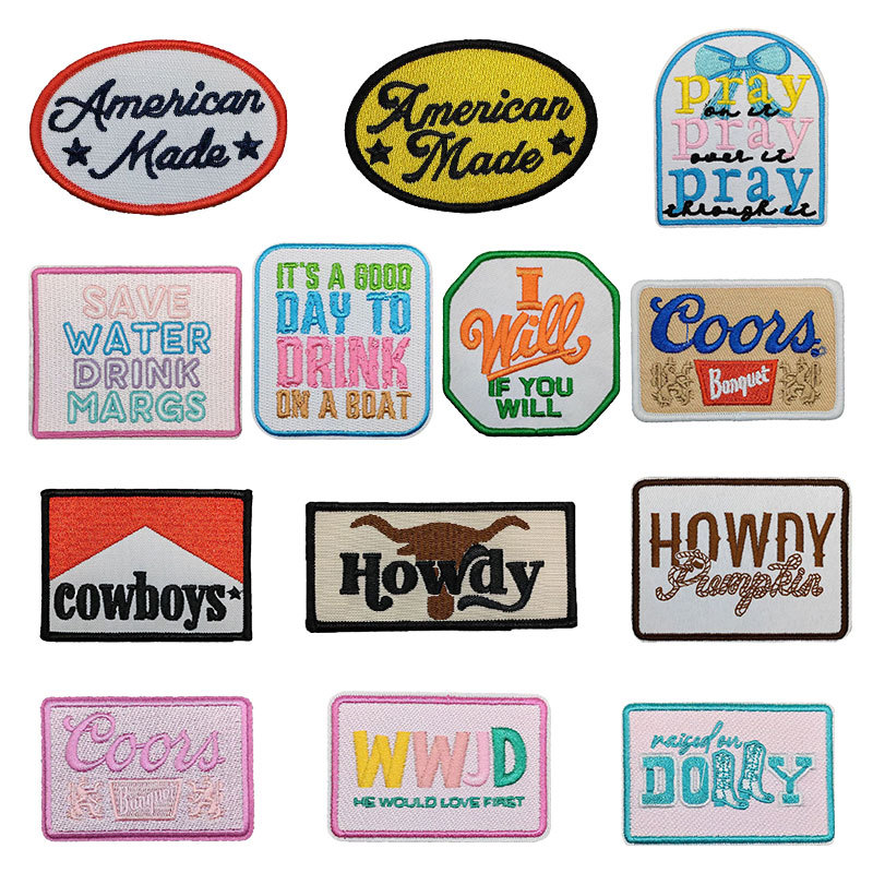 Wholesale Embroidered English letters embroidered hat decoration sticker