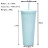 Wholesale Double-layer Plastic 710ml Durian Prick Hand Luminous Color Changing Rainbow Gradient Straw Cup