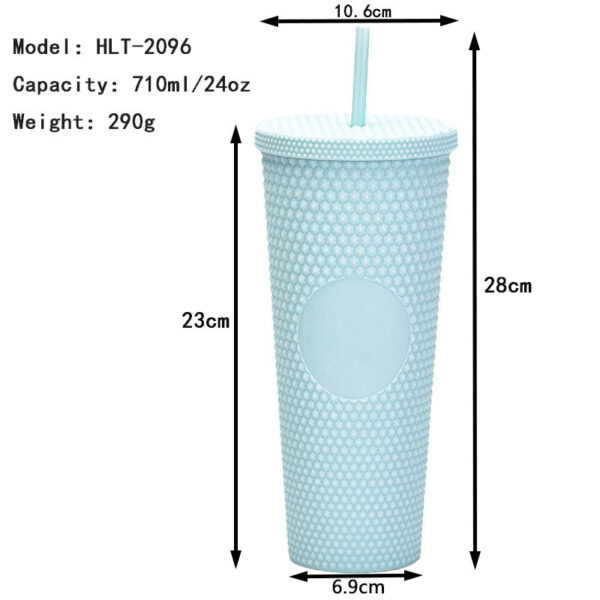Wholesale Double-layer Plastic 710ml Durian Prick Hand Luminous Color Changing Rainbow Gradient Straw Cup