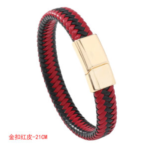Gold buckle red leather -21CM