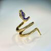 Wholesale Alloy Snake Shape Micro Paved Sapphire Zircon Ring