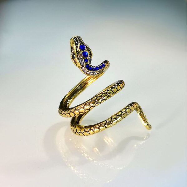Wholesale Alloy Snake Shape Micro Paved Sapphire Zircon Ring