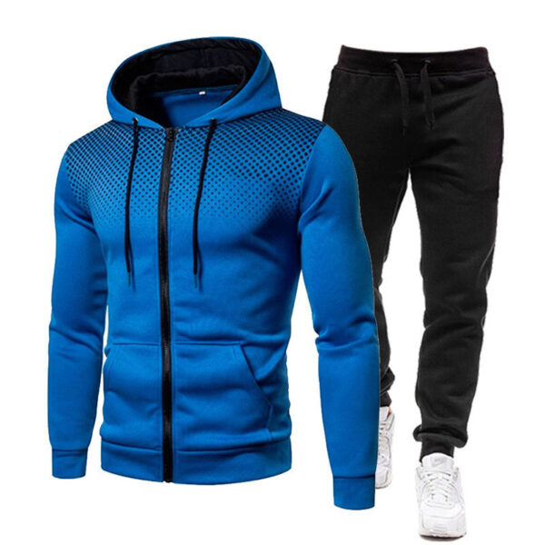O1CN01VlfgQ31EgXgb5kEUh_2214817050381-0-cib Wholesale Dot Print Solid Color Zipper Sports Hoodie Men's Sweatshirt and Sweatpants Suit