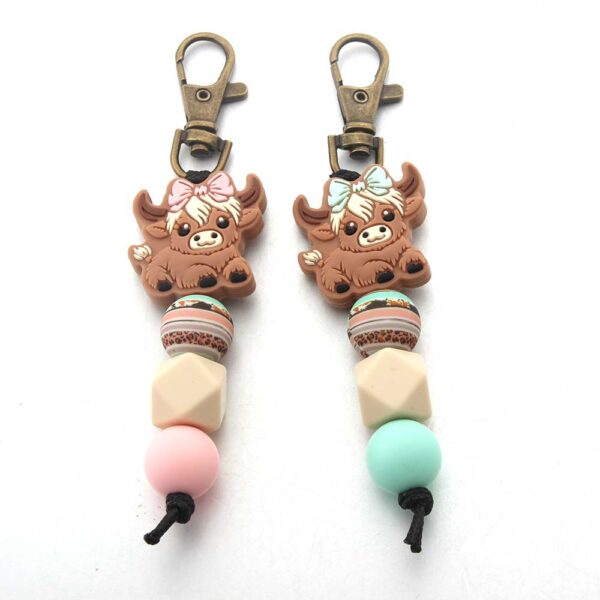 Wholesale Cartoon Yak Silicone Bead Keychain