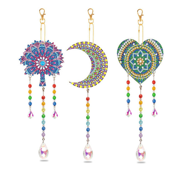 Wholesale Double-sided Crystal Diamond Butterfly Acrylic Wind Chime Three Piece Set
