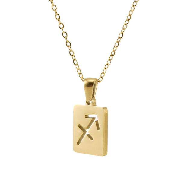 Wholesale Stainless Steel 18K Gold Square Hollow Twelve Constellation Pendants Necklaces