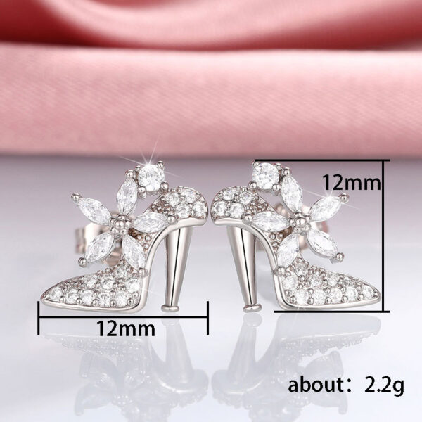 Wholesale High Heel Crystal Shoes Copper Earrings