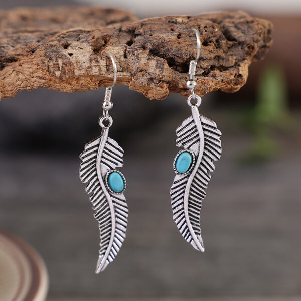 O1CN01VpVfZw1qyMWWki5H0_2206372095564-0-cib Wholesale Vintage Turquoise Feather Alloy Earrings