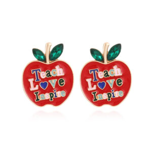 O1CN01VpfPDx2JjMPJyK0zd__3025409457-0-cib Wholesale Teacher's Day Color Diamond Apple Alloy Earrings
