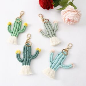 Wholesale Braided Cactus Alloy Creative Keychain