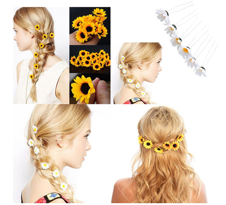 Wholesale Silk Cloth Imitation Suower Pin U-shaped Hair Fork