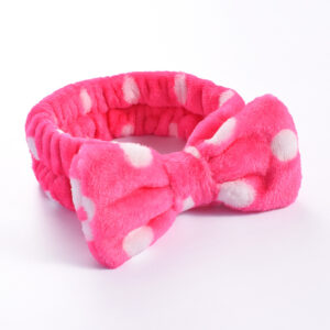04#Rose red white dots (bow headband)