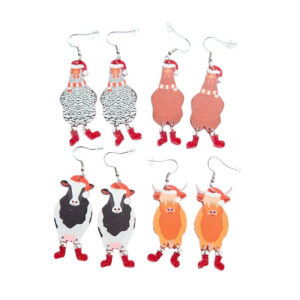 Wholesale Christmas Hen Cow Cow Animal Earrings