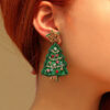 Wholesale Christmas Tree Fabric Handmade Rice Beads Creative Design Beads Christmas Fashion Earrings