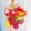 Wholesale Cute Rhinestone Strawberry Pineapple Fruit Alloy Keychain