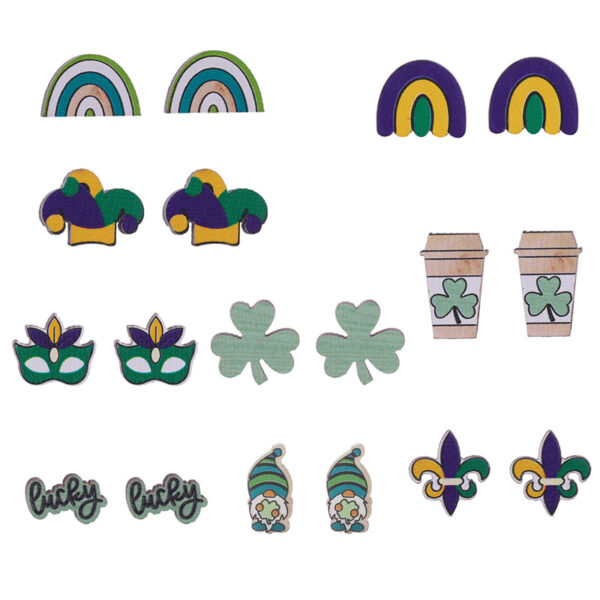 Wholesale Carnival Masquerade Party Clover  Mardi Gras Earrings