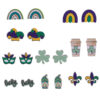 Wholesale Carnival Masquerade Party Clover  Mardi Gras Earrings