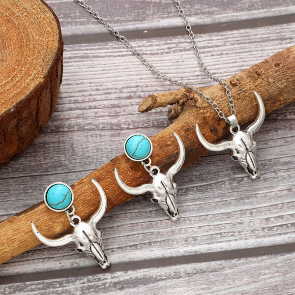 Wholesale Western Bull Head Skull Chain Alloy Earrings