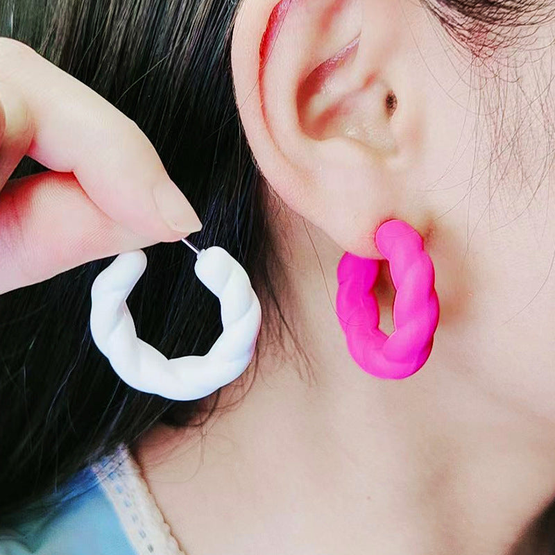 Wholesale Candy Color Twist Wreath Spray Painted Acrylic Earrings