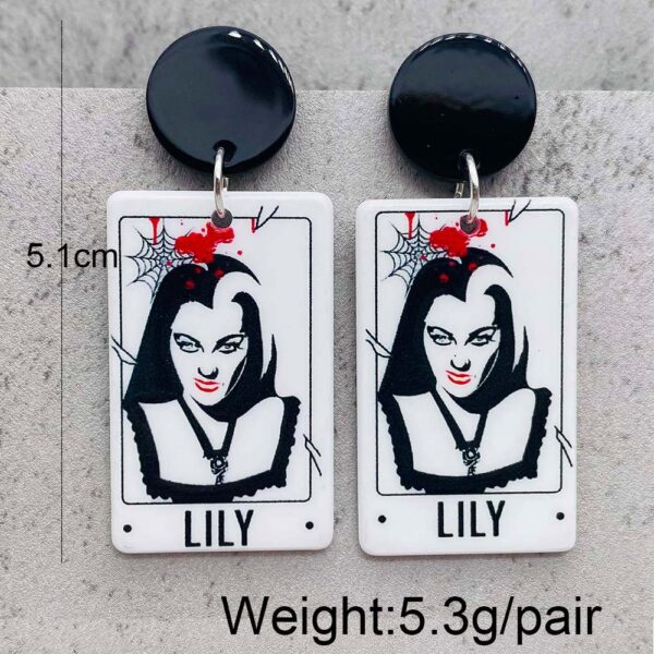 Wholesale Halloween Acrylic Character Bat Double-sided Printing Simulation Tarot Earrings