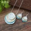Wholesale Zinc Alloy Color Painting Oil Three-layer Ring Hollow Necklace Earring Set