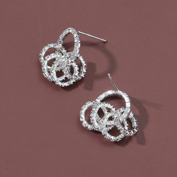 Wholesale Jewelry Rhinestone 5 Circle Alloy Earrings
