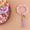 Wholesale Cartoon Flower Silicone Handmade Beaded Wrist Keychain