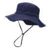 Wholesale Cotton Solid Color Kids Bucket Hat with Windproof Rope