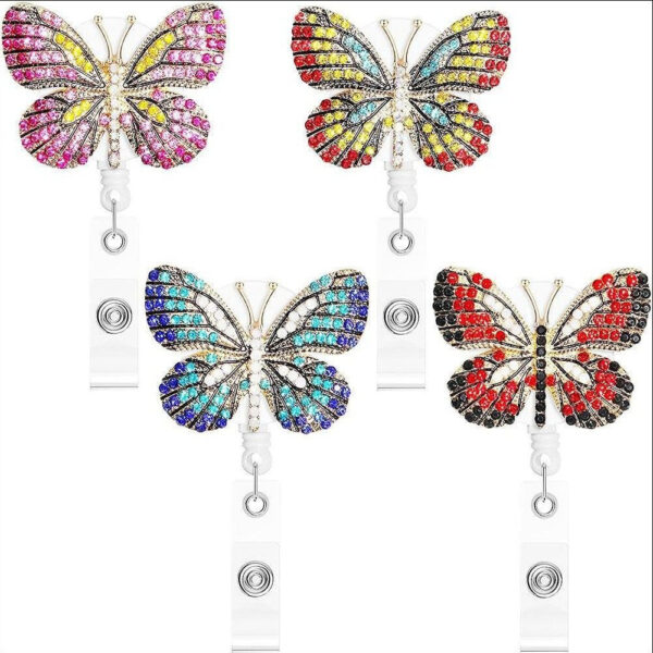 O1CN01VzjaBI1Q2UQ1e2lqJ__2213922901918-0-cib Wholesale Colored Metal Diamond Butterfly Emblem Scroll Retractable Keychain