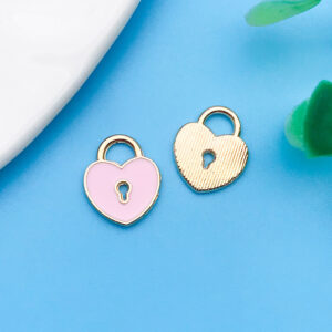 1 piece of 11x13mm oil dripping pink peach heart lock-14361-0.5g