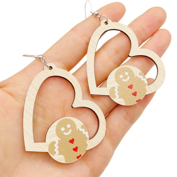 Wholesale Christmas Wooden Earrings Santa Claus Elk Gnome Heart Shape