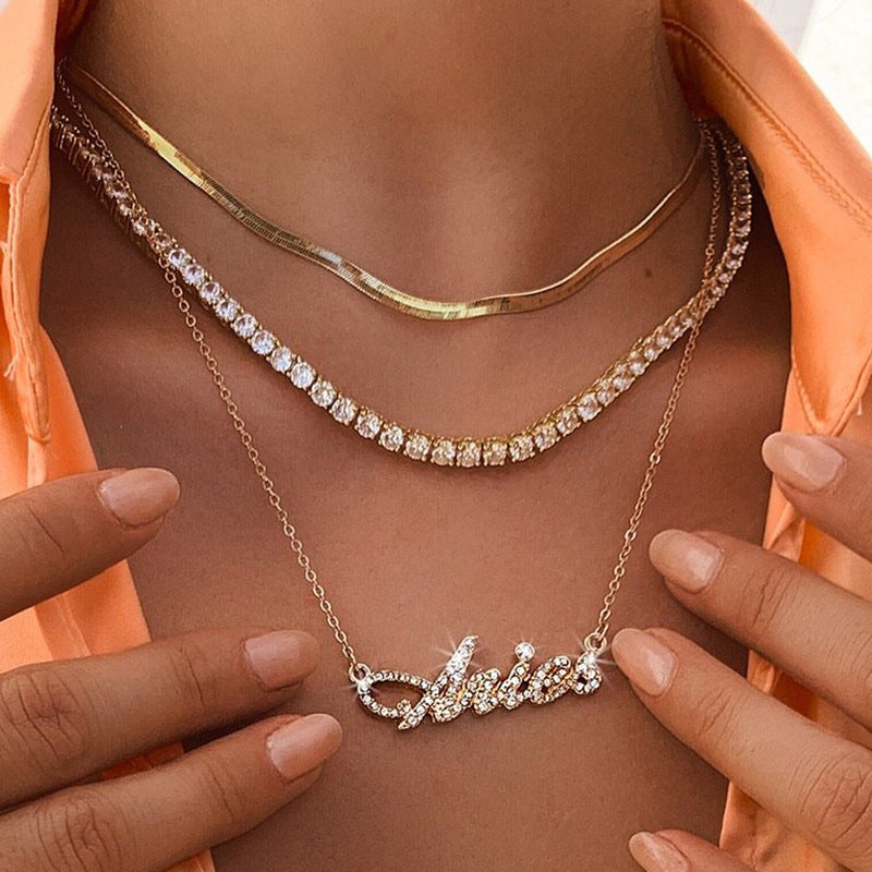 Wholesale Alloy Diamond Multilayer Zodiac Necklace
