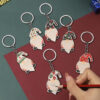 Wholesale Christmas Wooden Santa Claus DIY Writable Keychain