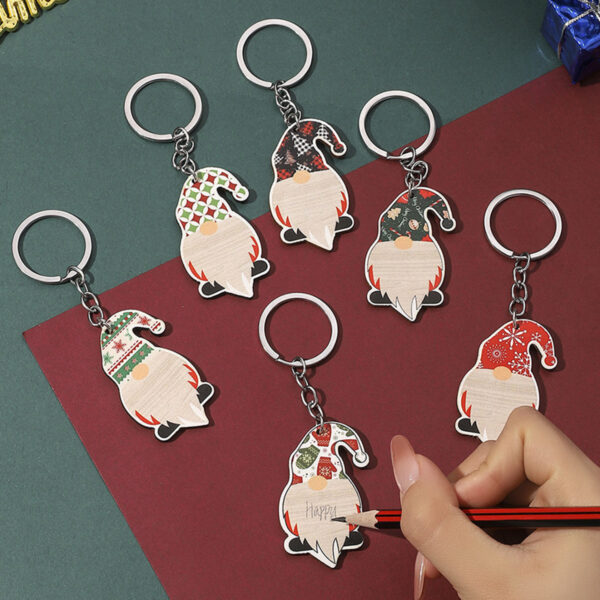 Wholesale Christmas Wooden Santa Claus DIY Writable Keychain